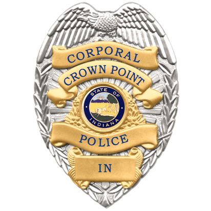 [CRWNPD-B736-SHCPL] Crown Point PD Corporal Shirt Badge